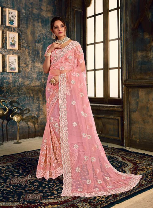 PARTY WEAR INDIAN NET SAREE - BT-SR-40081