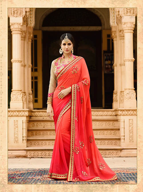 PARTY WEAR INDIAN GEORGETTE SAREE - BT-SR-40097