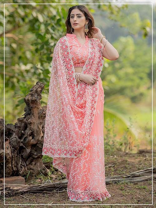 PARTY WEAR INDIAN NET SAREE - BT-SR-40126