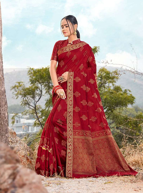 PARTY WEAR INDIAN COTTON SILK SAREE - BT-SR-40372