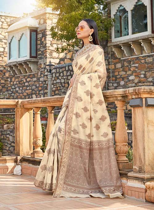 PARTY WEAR INDIAN COTTON SILK SAREE - BT-SR-40375