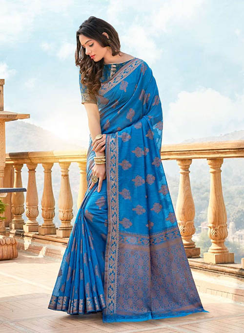 PARTY WEAR INDIAN COTTON SILK SAREE - BT-SR-40376