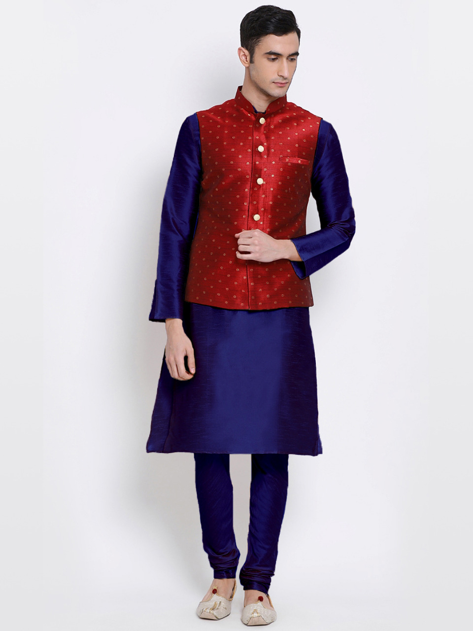 Buy Light Orange Readymade Designer Kurta Pajama With Jacket For Men | Kurta  Pajama