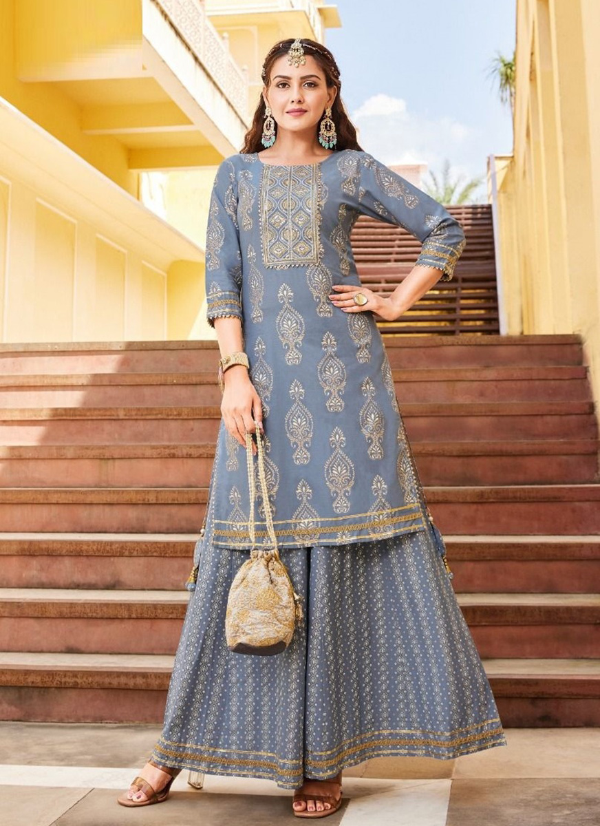 party wear fancy kurti palazzo suit