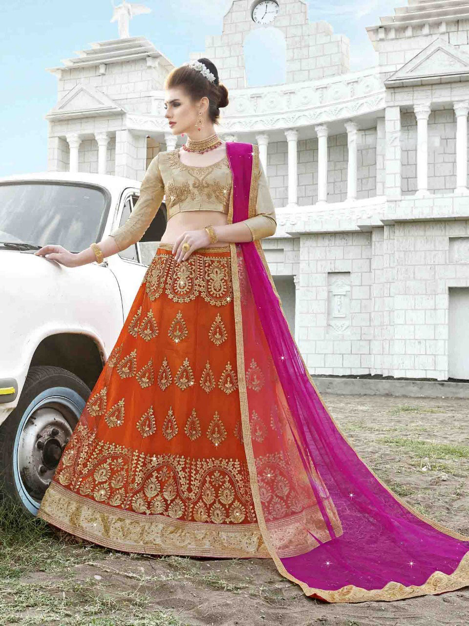 Buy Navy Blue Georgette Party Wear Sequins Work Kids Lehenga Choli Online  From Wholesale Salwar.